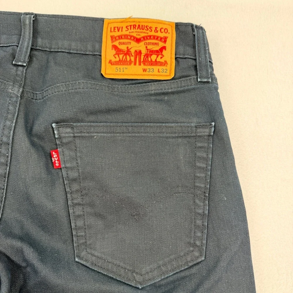 Levi's 511 33x32 Slim Fit Men Navy Blue Stretch Pants 04511-2274 Lightweight